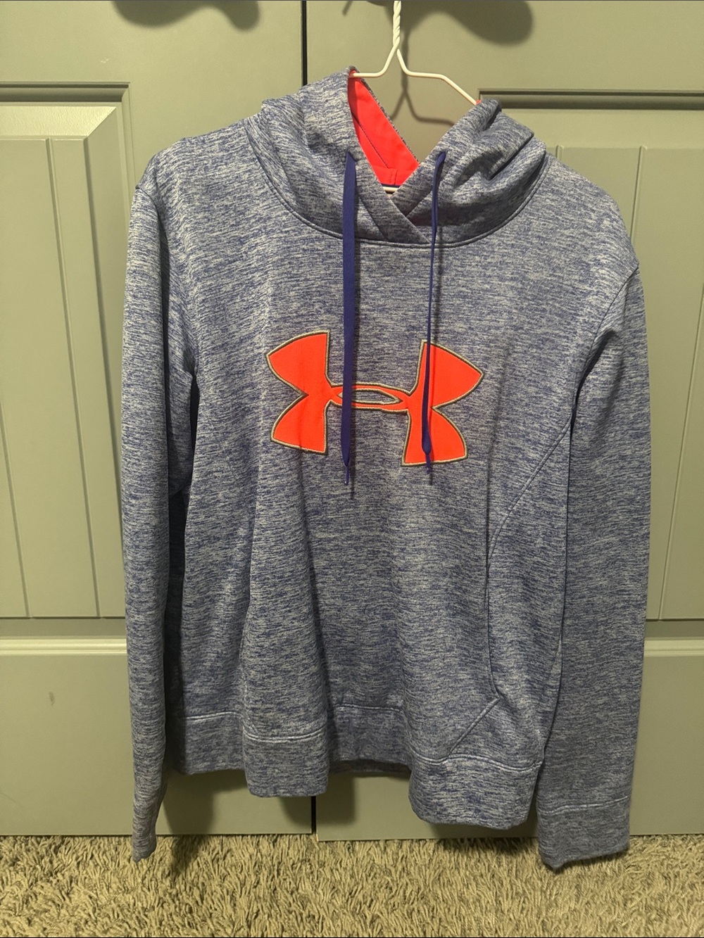 Under Armour Heather Blue Hoodie with Orange Logo